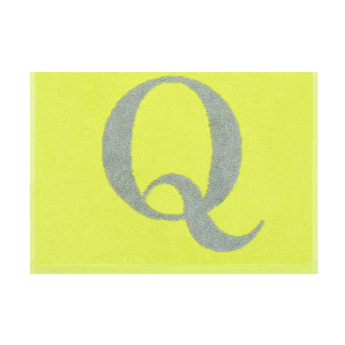 2er Set - Kleines Handtuch mit Buchstabe "Q" – Silber / Lime
