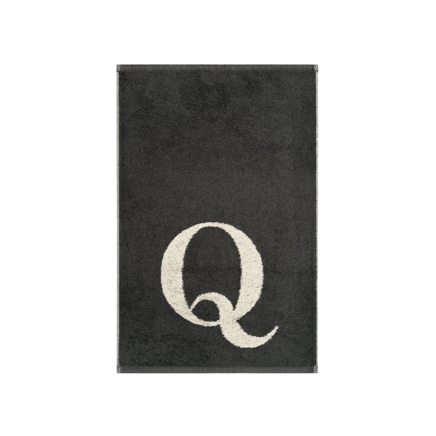 2er Set - Kleines Handtuch mit Buchstabe "Q" – Natur / Dunkelgrau