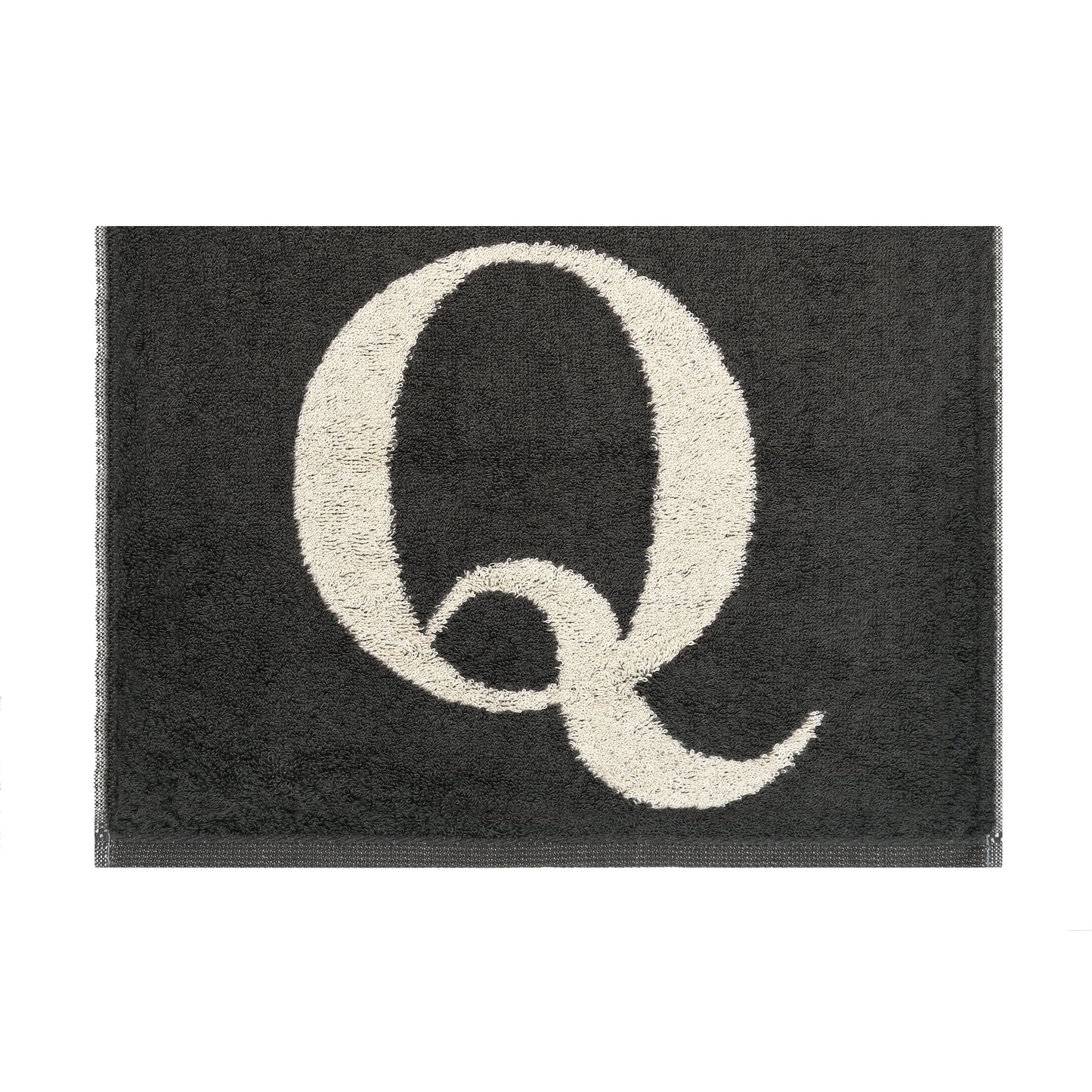 2er Set - Kleines Handtuch mit Buchstabe "Q" – Natur / Dunkelgrau