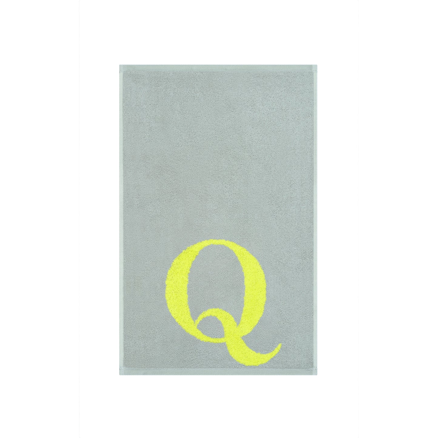 2er Set - Kleines Handtuch mit Buchstabe "Q" – Silber / Lime