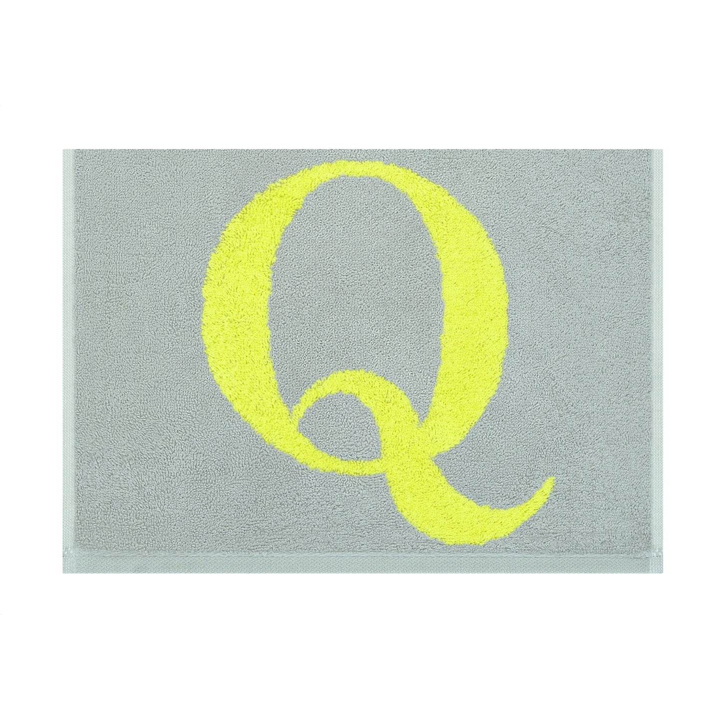2er Set - Kleines Handtuch mit Buchstabe "Q" – Silber / Lime