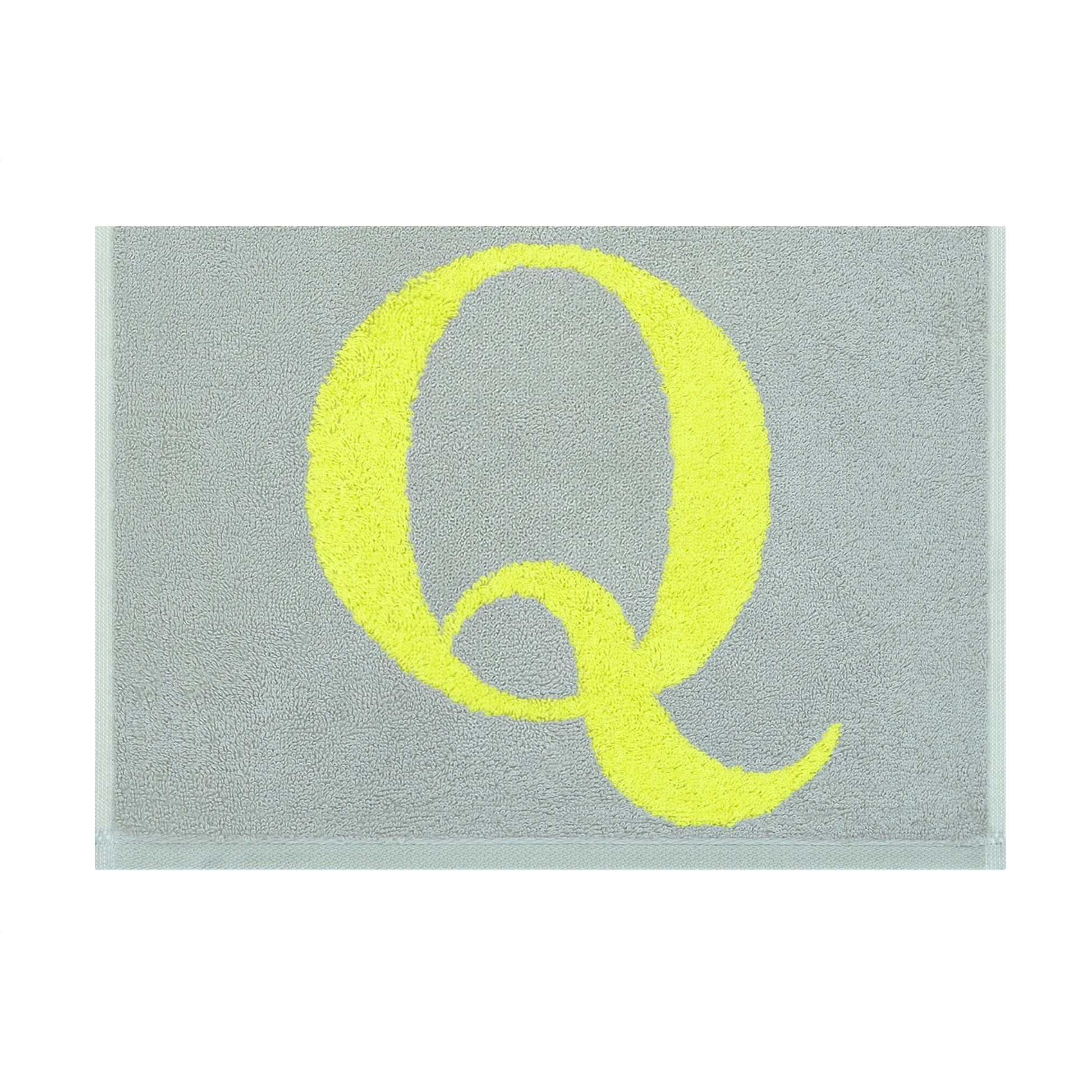 2er Set - Kleines Handtuch mit Buchstabe "Q" – Silber / Lime