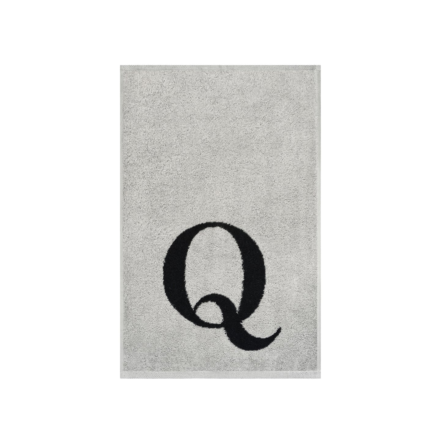 2er Set - Kleines Handtuch mit Buchstabe "Q" – Silber / Schwarz