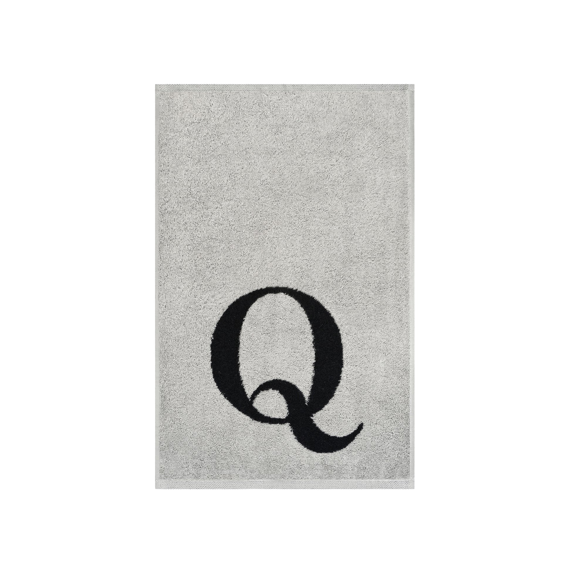 2er Set - Kleines Handtuch mit Buchstabe "Q" – Silber / Schwarz