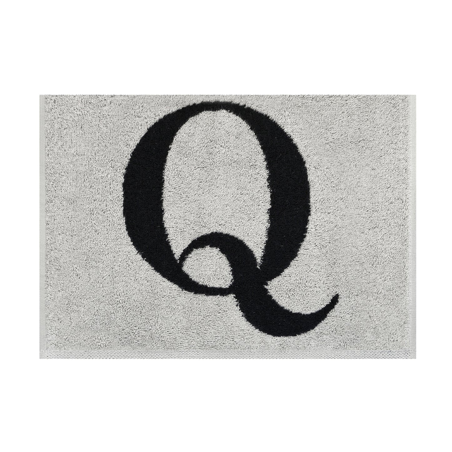 2er Set - Kleines Handtuch mit Buchstabe "Q" – Silber / Schwarz