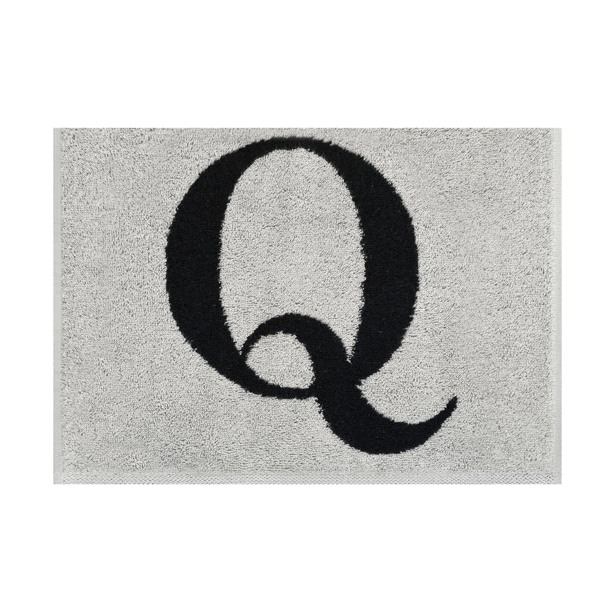 2er Set - Kleines Handtuch mit Buchstabe "Q" – Silber / Schwarz