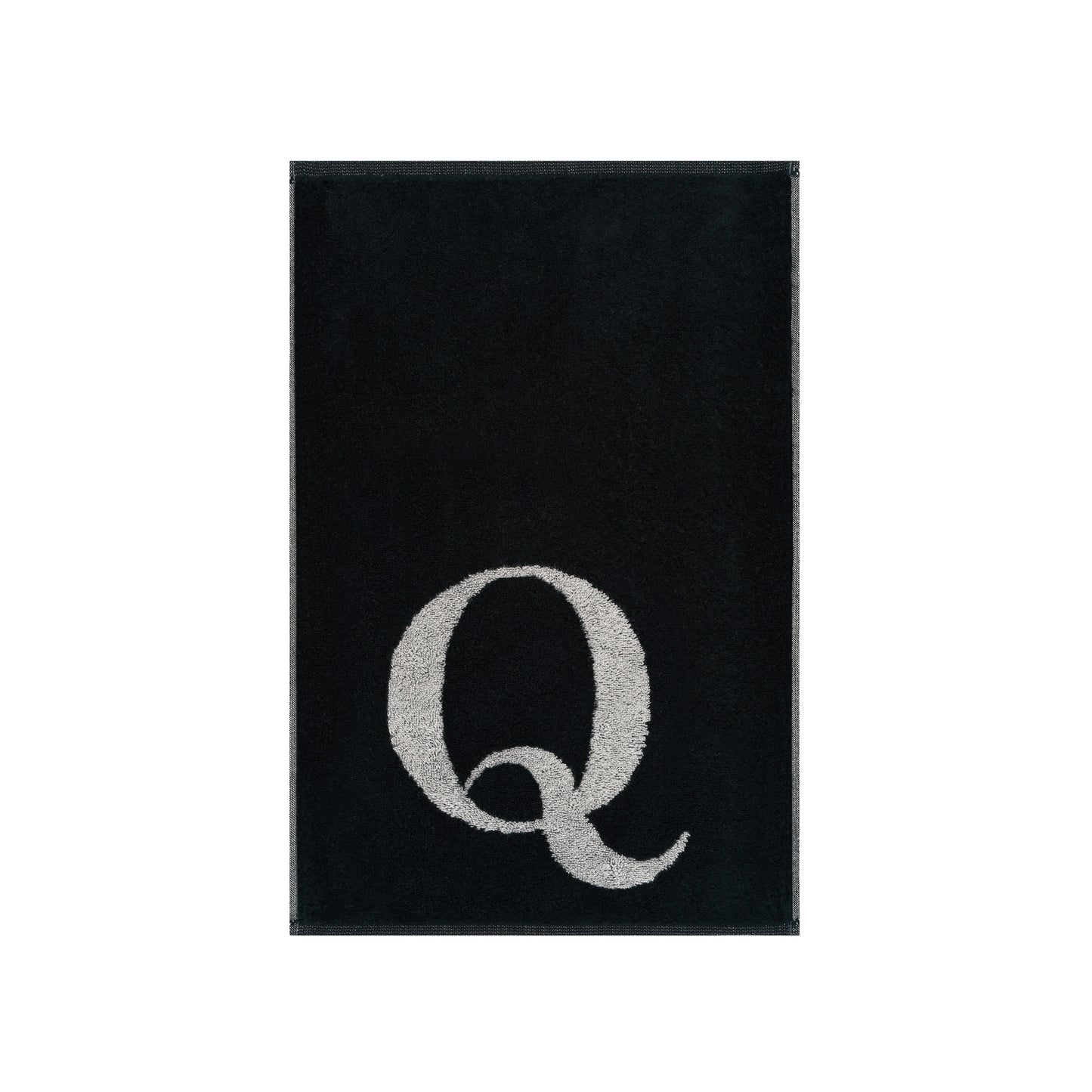 2er Set - Kleines Handtuch mit Buchstabe "Q" – Silber / Schwarz