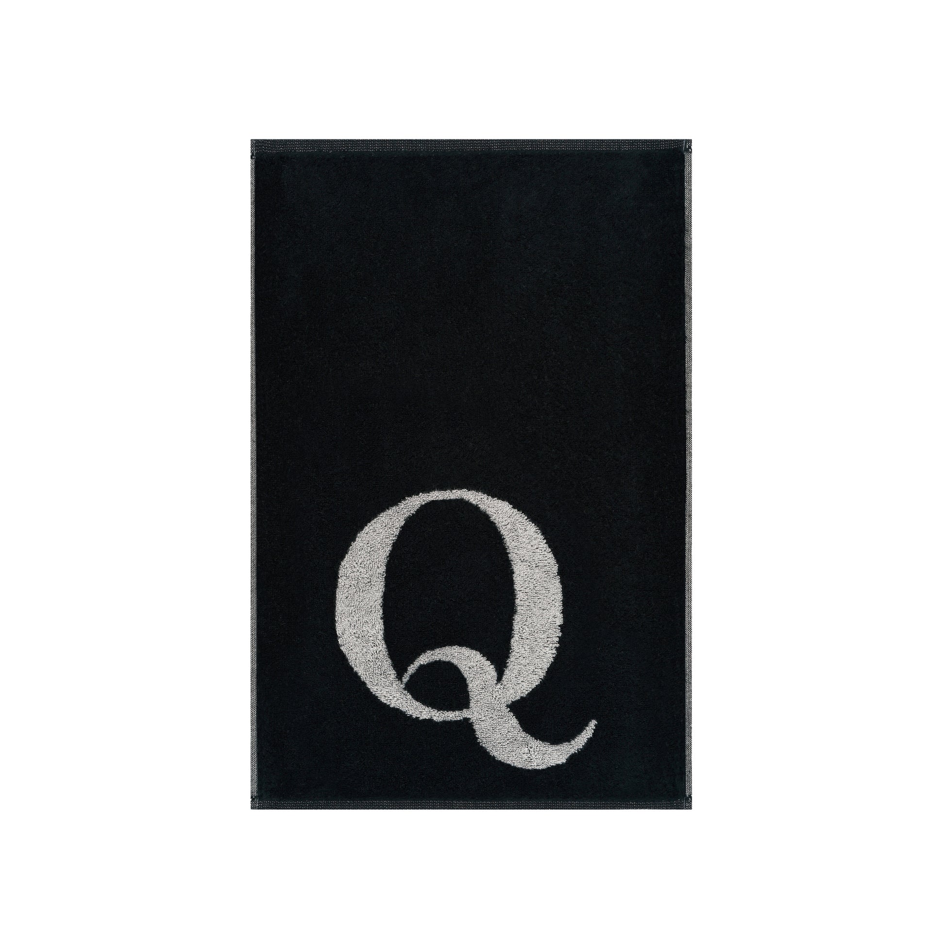 2er Set - Kleines Handtuch mit Buchstabe "Q" – Silber / Schwarz
