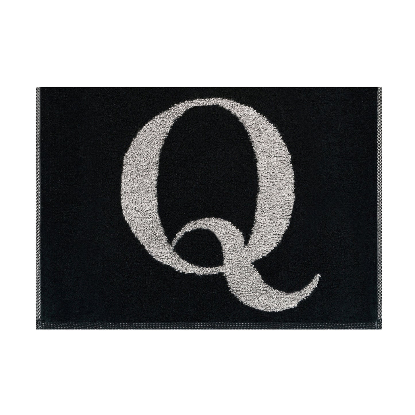 2er Set - Kleines Handtuch mit Buchstabe "Q" – Silber / Schwarz