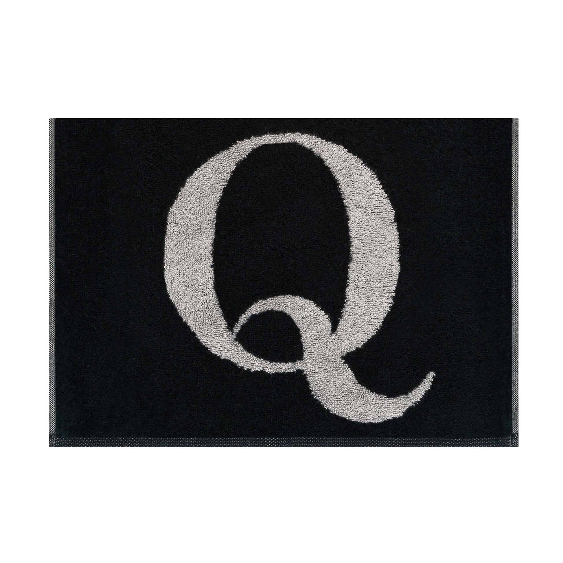 2er Set - Kleines Handtuch mit Buchstabe "Q" – Silber / Schwarz