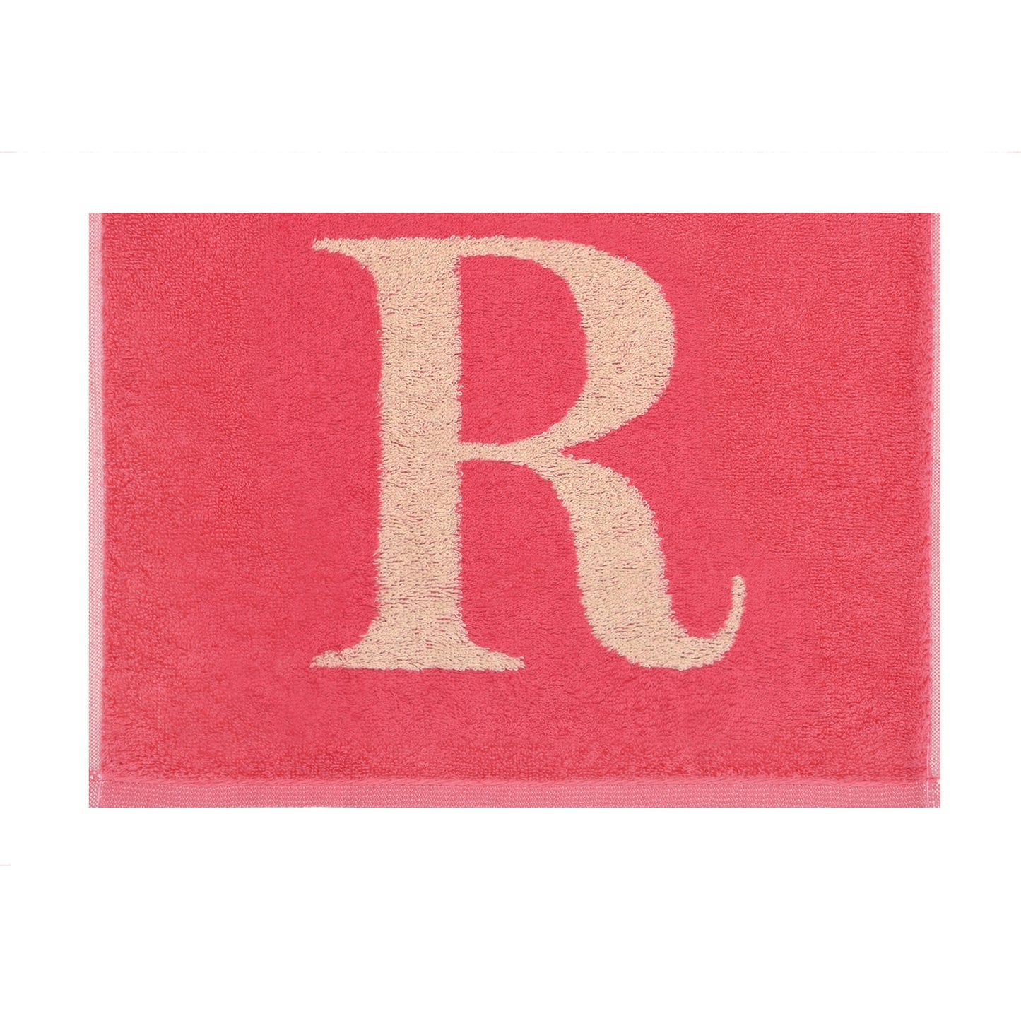 2er Set - Kleines Handtuch mit Buchstabe "R" – Natur / Pink / Orange