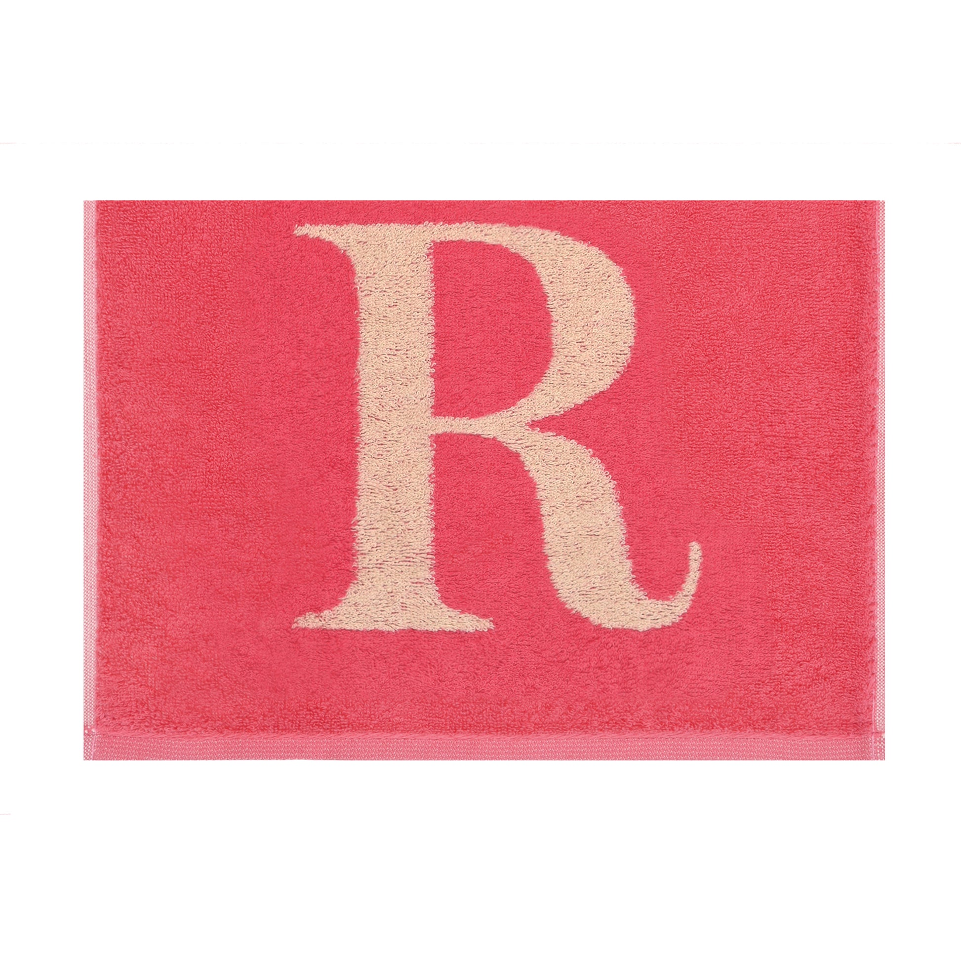 2er Set - Kleines Handtuch mit Buchstabe "R" – Natur / Pink / Orange