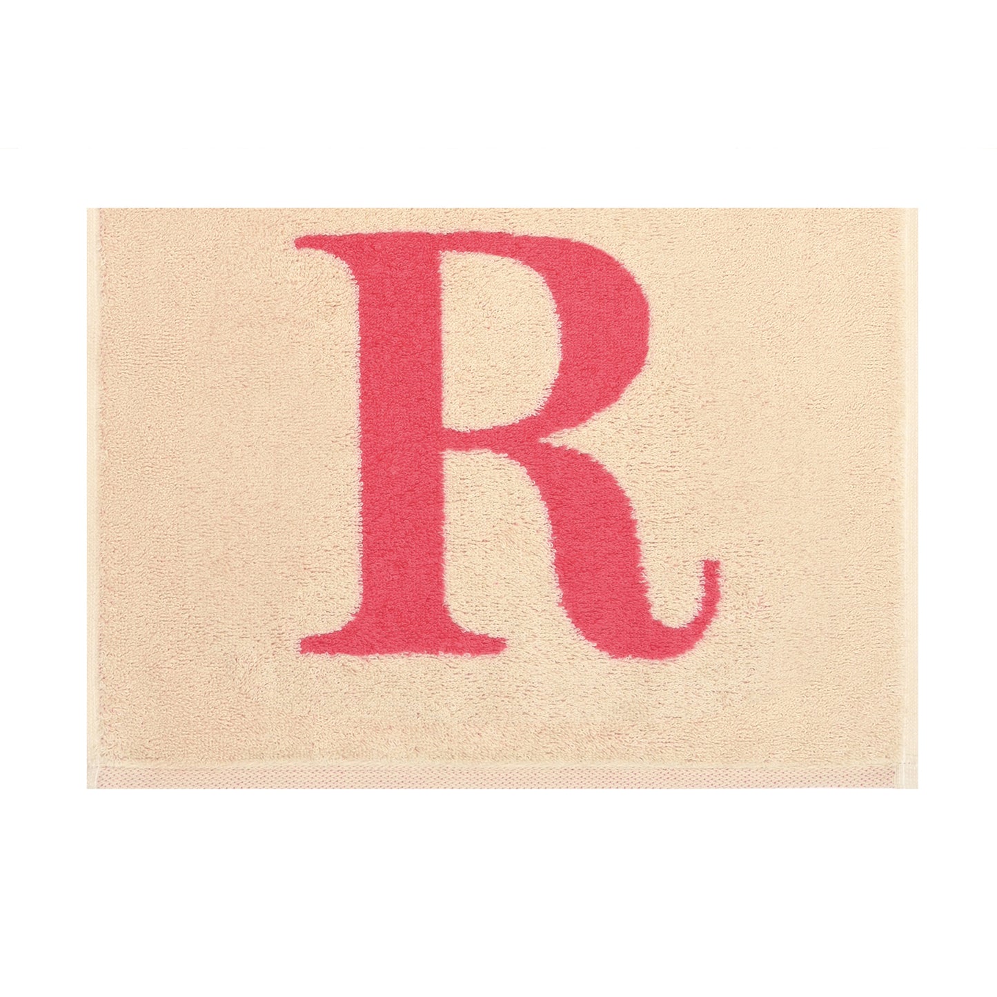 2er Set - Kleines Handtuch mit Buchstabe "R" – Natur / Pink / Orange