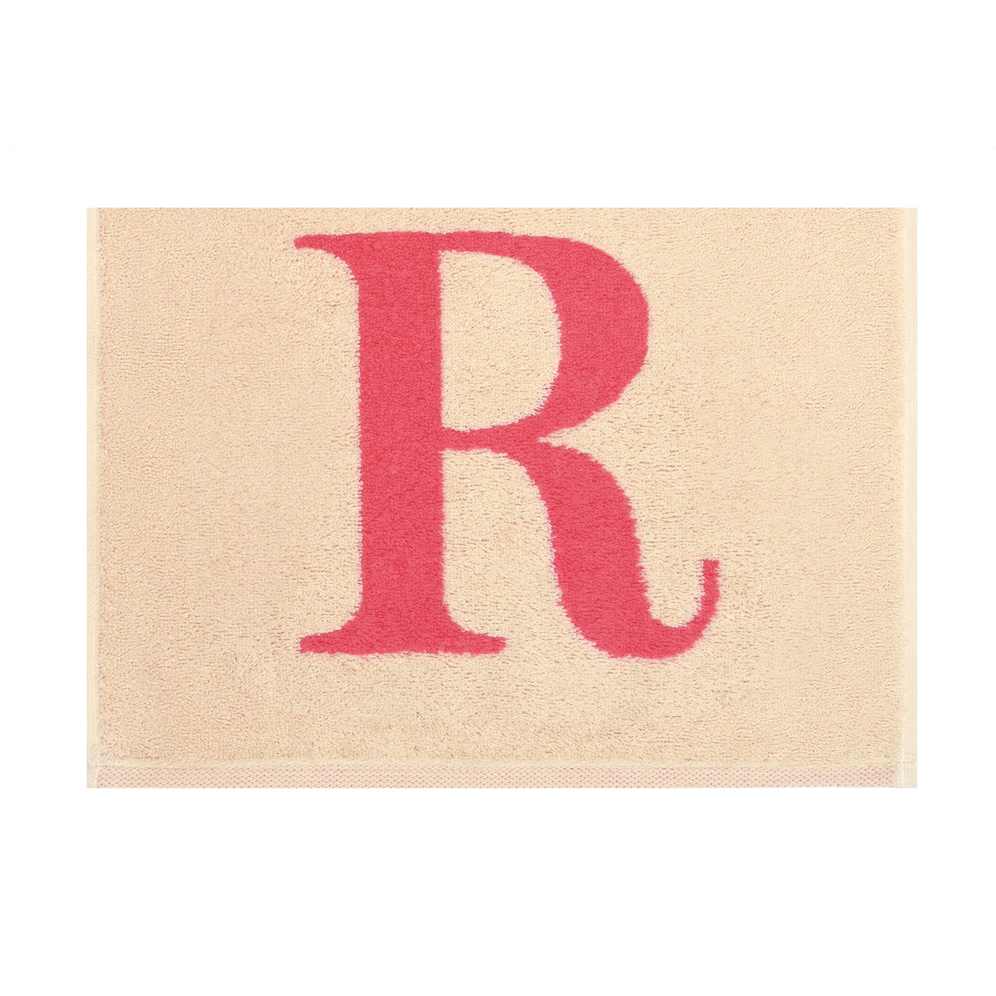 2er Set - Kleines Handtuch mit Buchstabe "R" – Natur / Pink / Orange