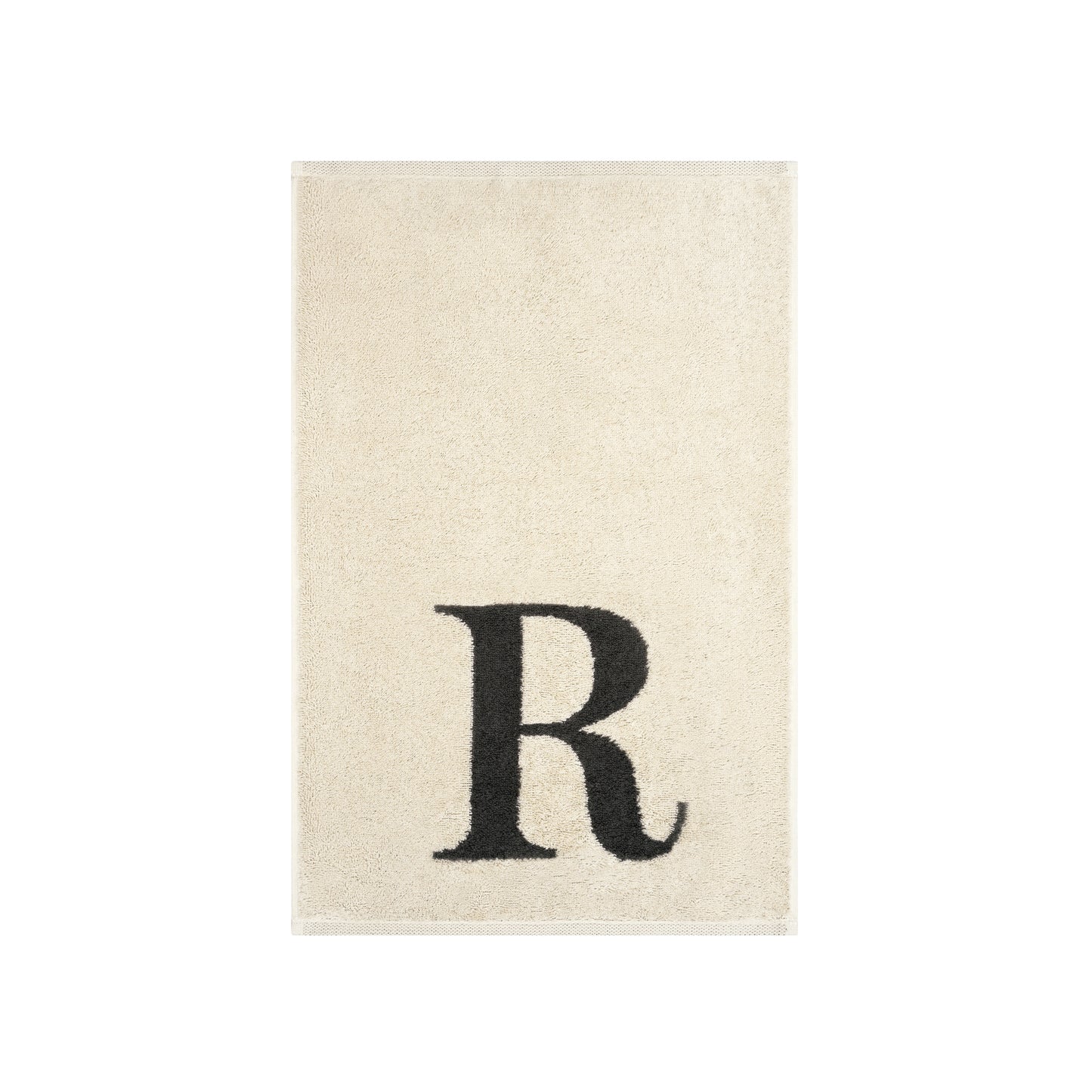 2er Set - Kleines Handtuch mit Buchstabe "R" – Natur / Dunkelgrau