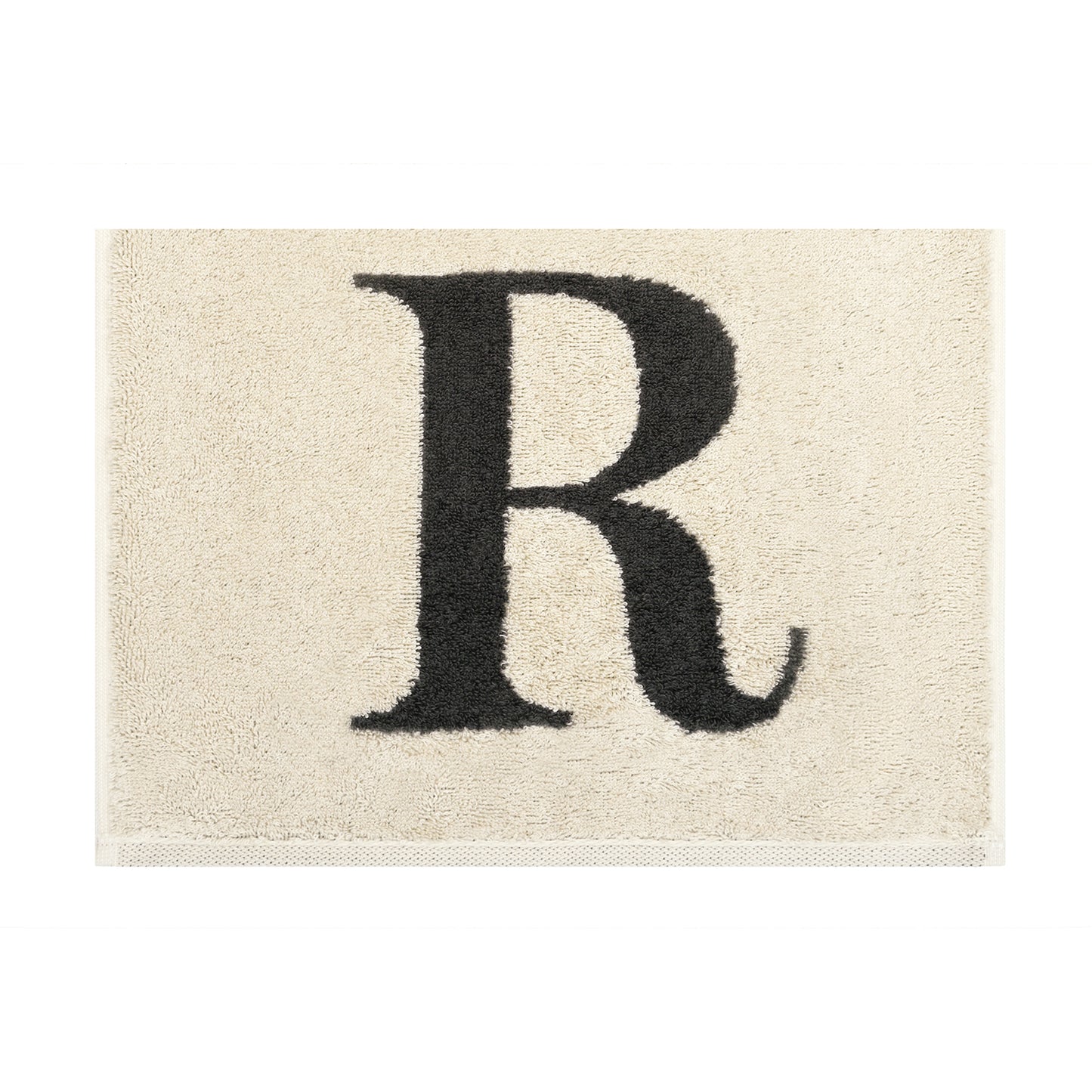 2er Set - Kleines Handtuch mit Buchstabe "R" – Natur / Dunkelgrau
