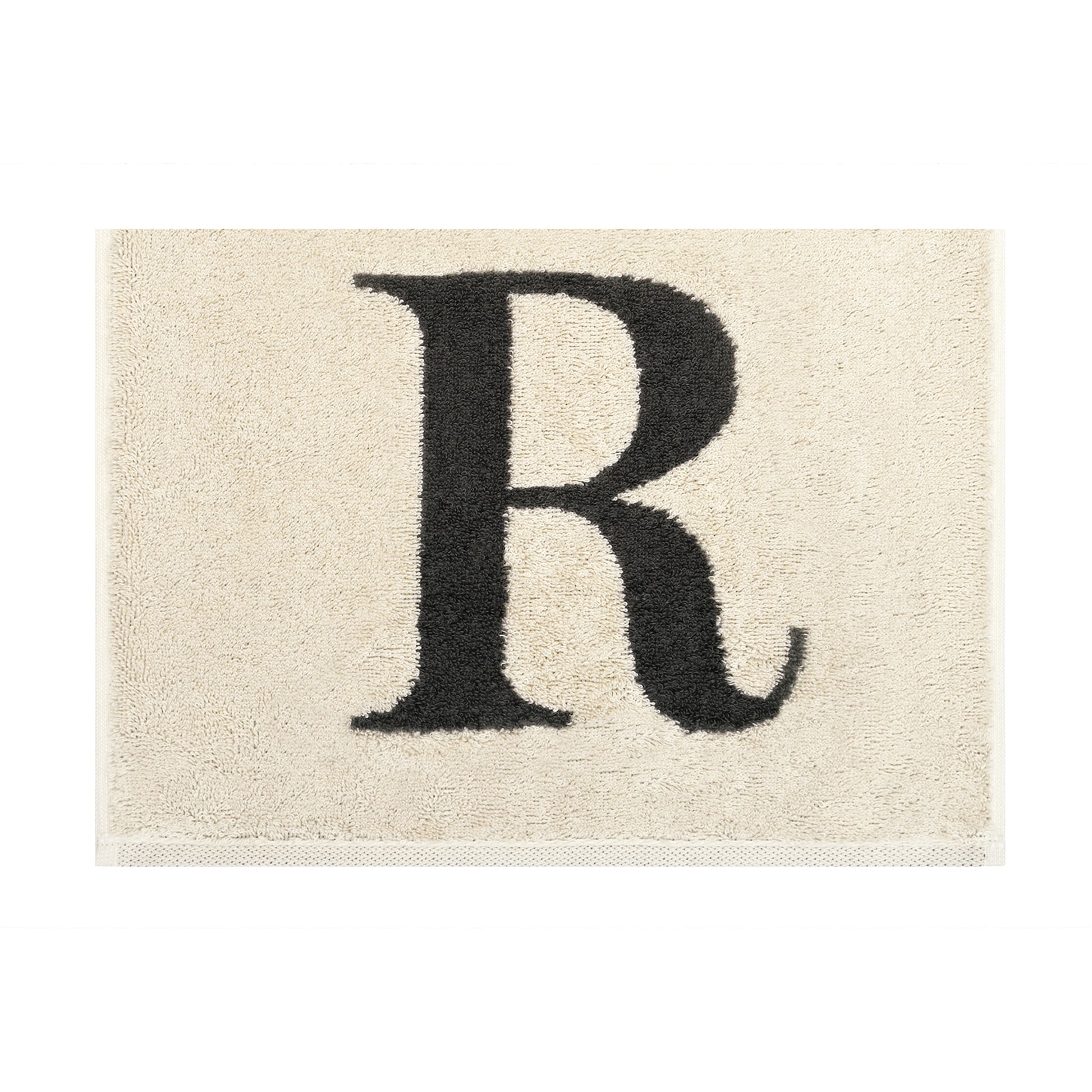 2er Set - Kleines Handtuch mit Buchstabe "R" – Natur / Dunkelgrau