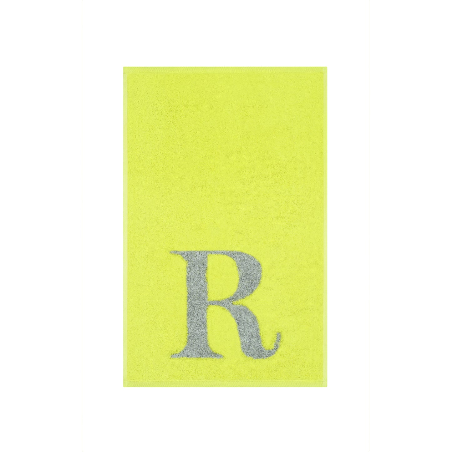 2er Set - Kleines Handtuch mit Buchstabe "R" – Silber / Lime
