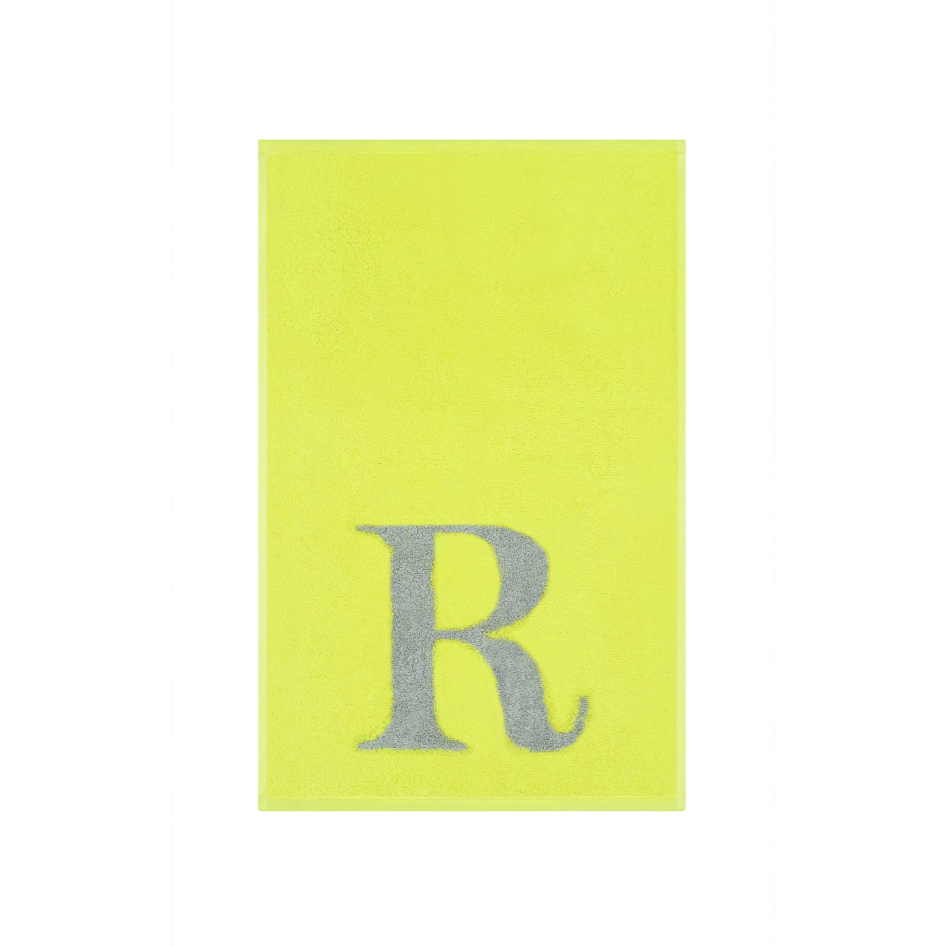 2er Set - Kleines Handtuch mit Buchstabe "R" – Silber / Lime