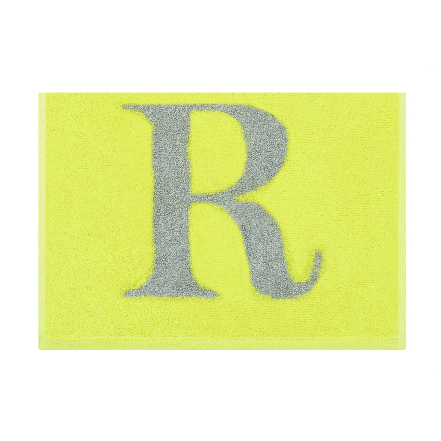 2er Set - Kleines Handtuch mit Buchstabe "R" – Silber / Lime