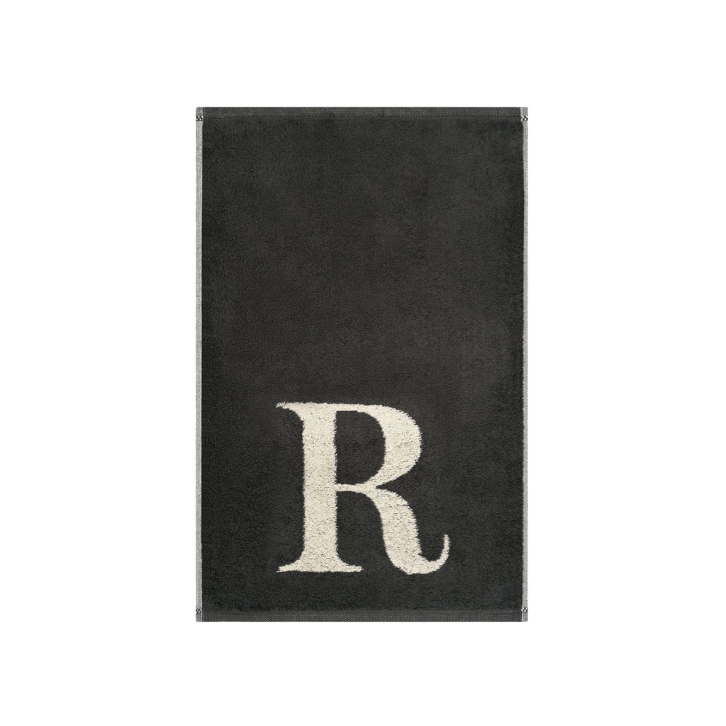 2er Set - Kleines Handtuch mit Buchstabe "R" – Natur / Dunkelgrau