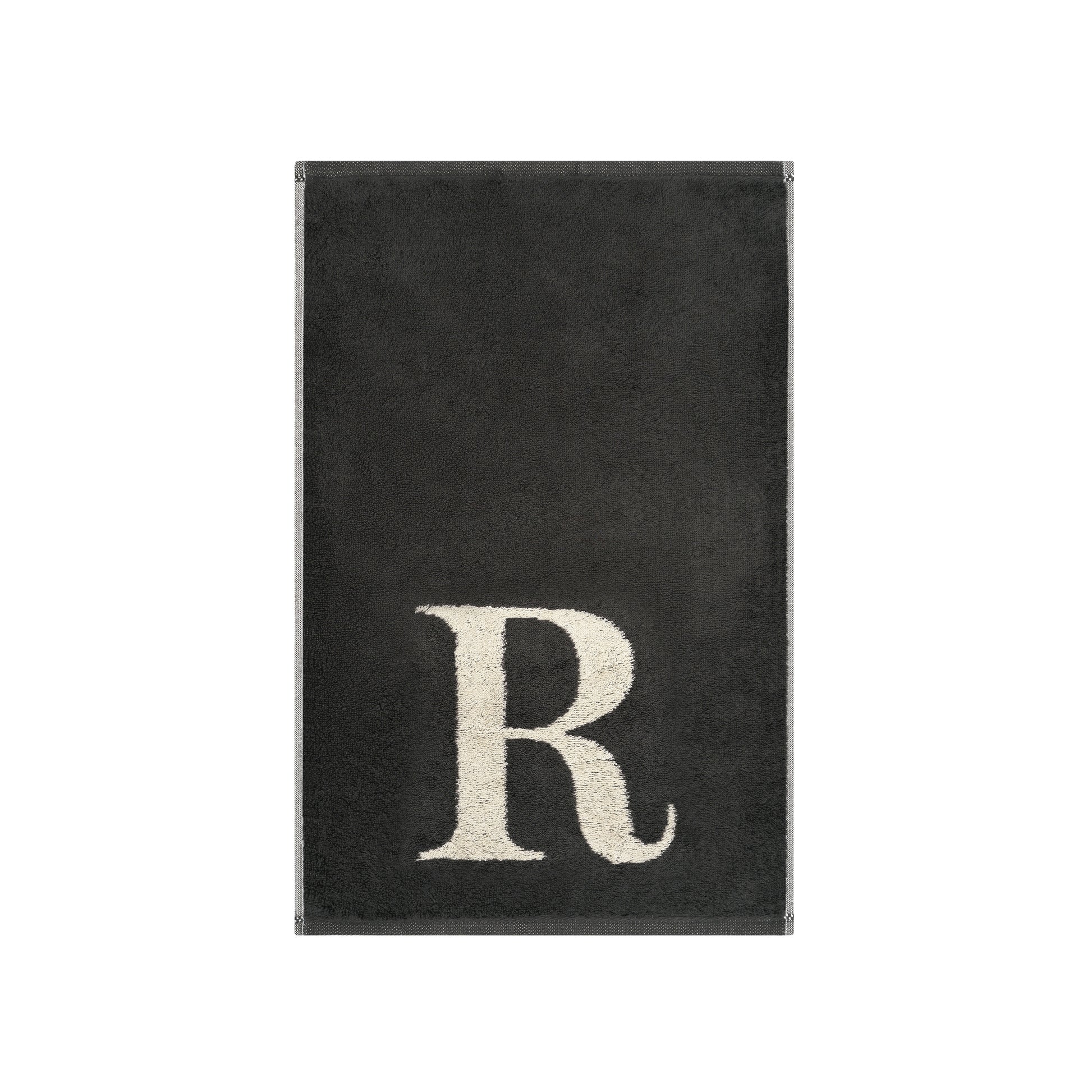 2er Set - Kleines Handtuch mit Buchstabe "R" – Natur / Dunkelgrau