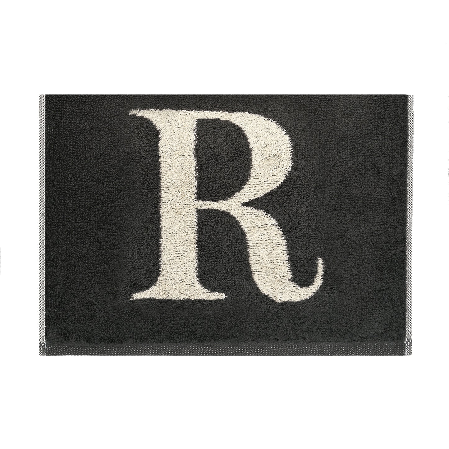 2er Set - Kleines Handtuch mit Buchstabe "R" – Natur / Dunkelgrau