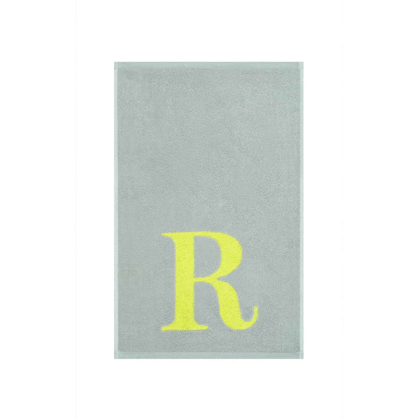 2er Set - Kleines Handtuch mit Buchstabe "R" – Silber / Lime