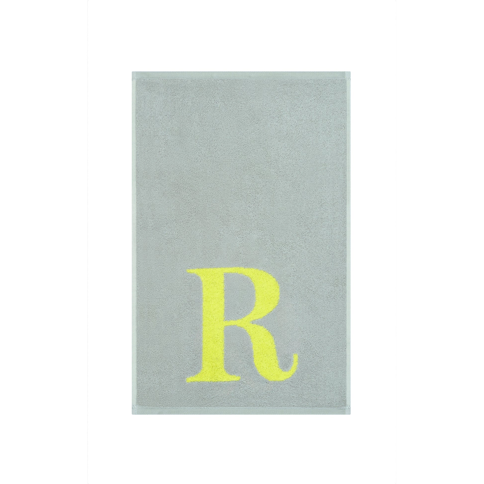 2er Set - Kleines Handtuch mit Buchstabe "R" – Silber / Lime