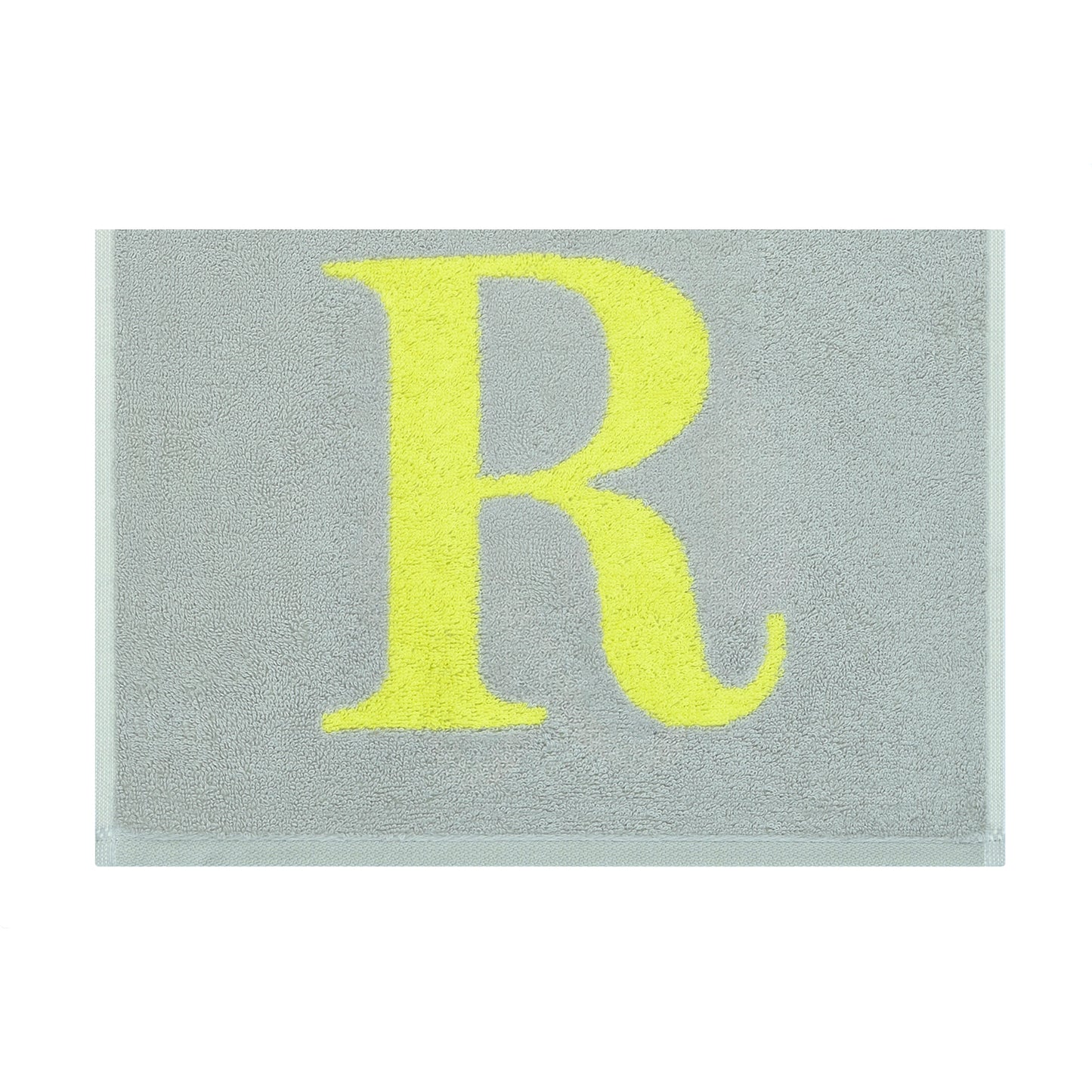 2er Set - Kleines Handtuch mit Buchstabe "R" – Silber / Lime