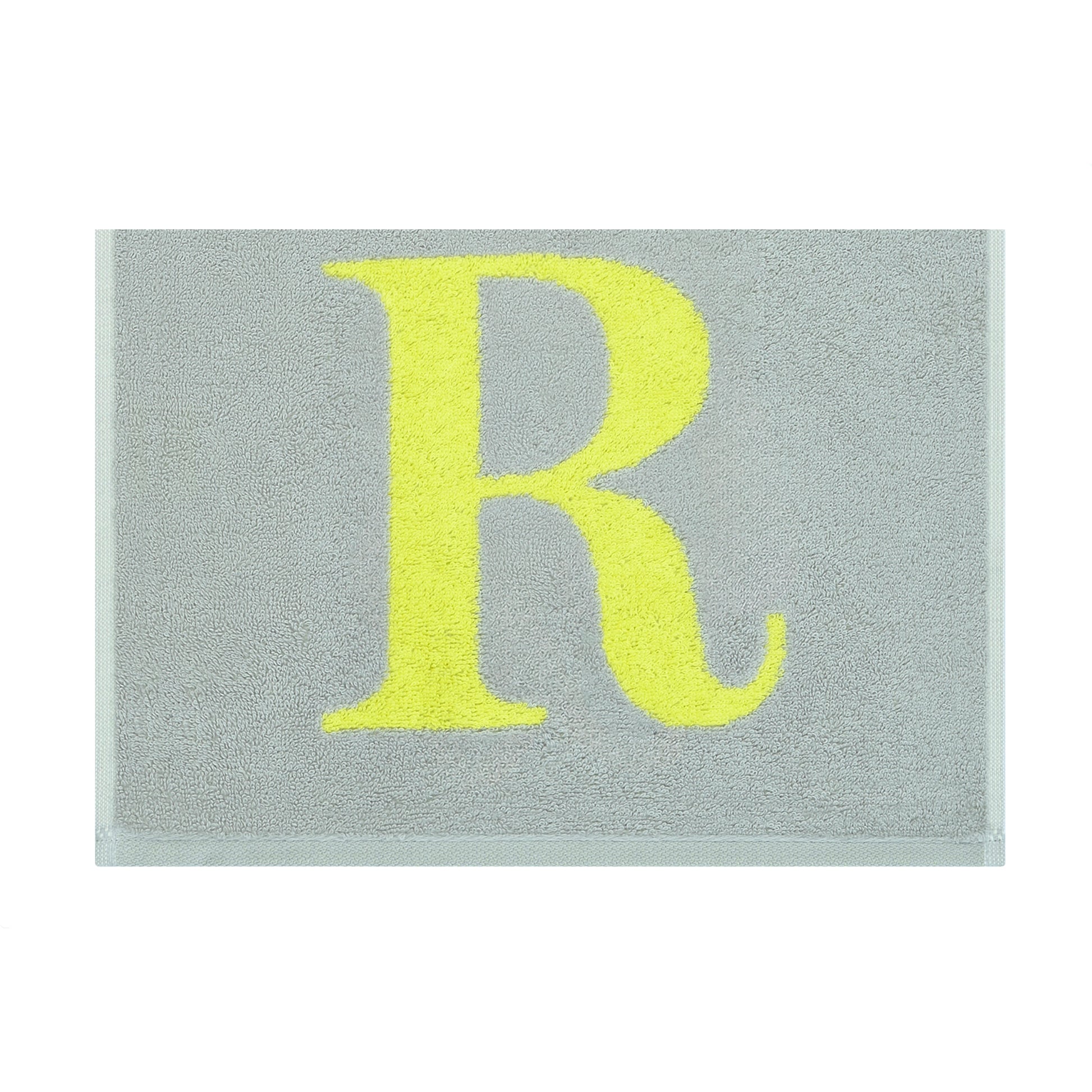 2er Set - Kleines Handtuch mit Buchstabe "R" – Silber / Lime