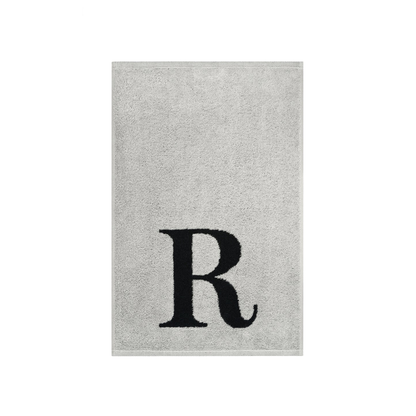 2er Set - Kleines Handtuch mit Buchstabe "R" – Silber / Schwarz