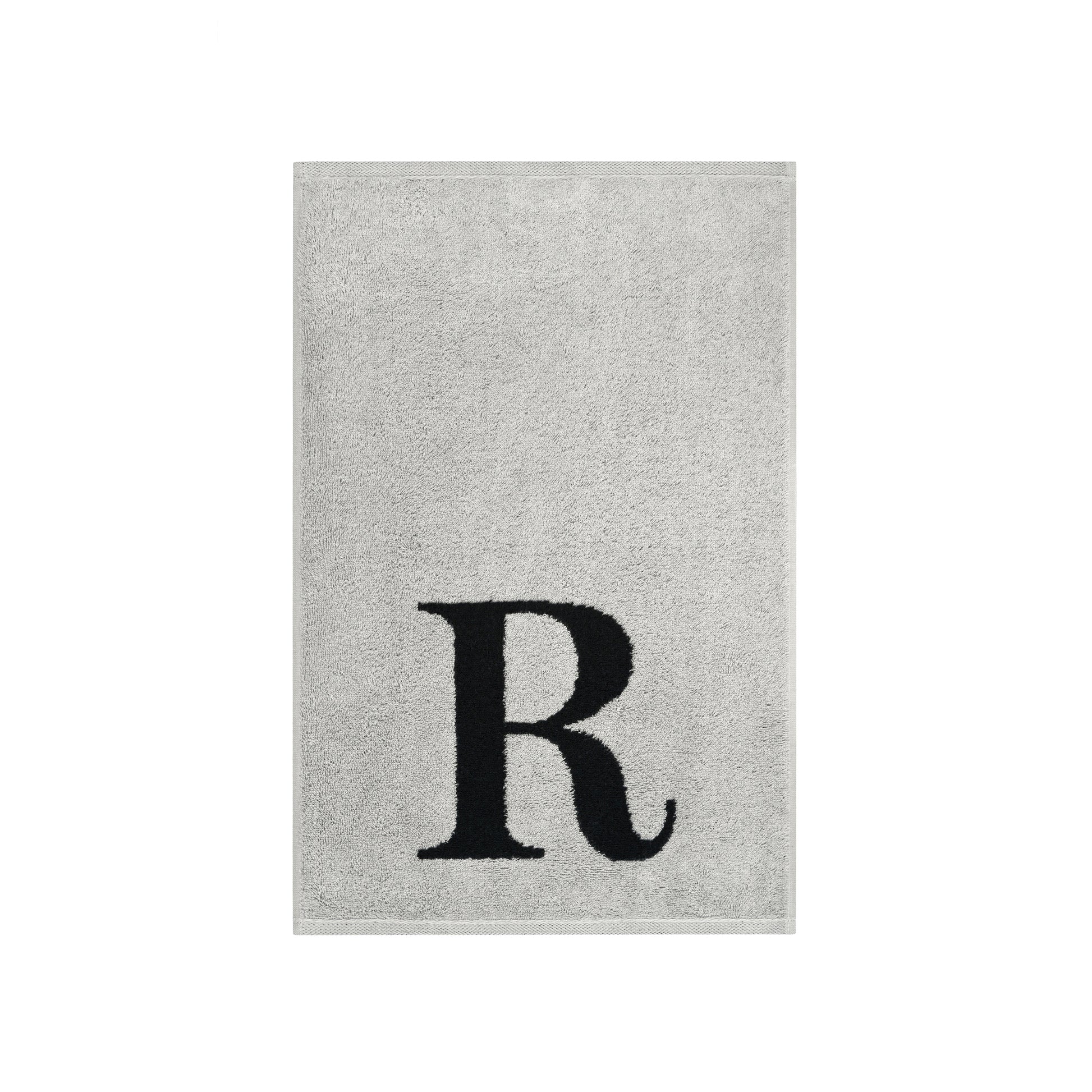 2er Set - Kleines Handtuch mit Buchstabe "R" – Silber / Schwarz