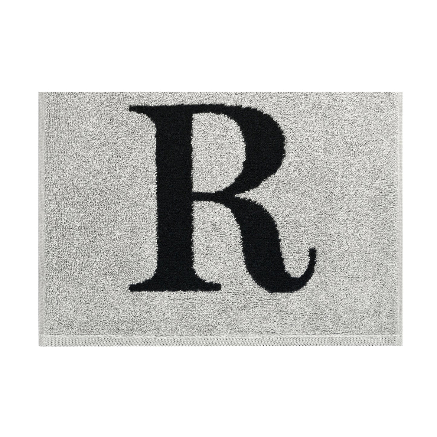 2er Set - Kleines Handtuch mit Buchstabe "R" – Silber / Schwarz