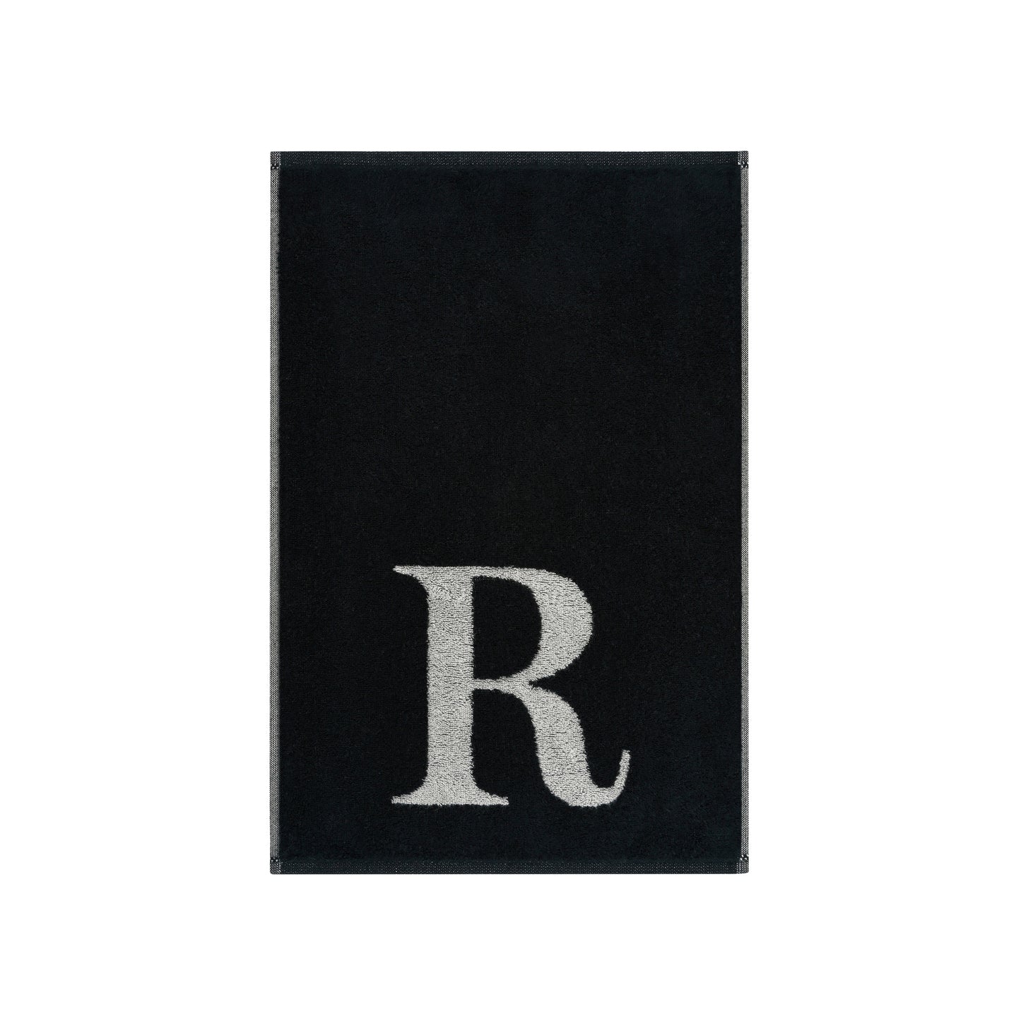 2er Set - Kleines Handtuch mit Buchstabe "R" – Silber / Schwarz