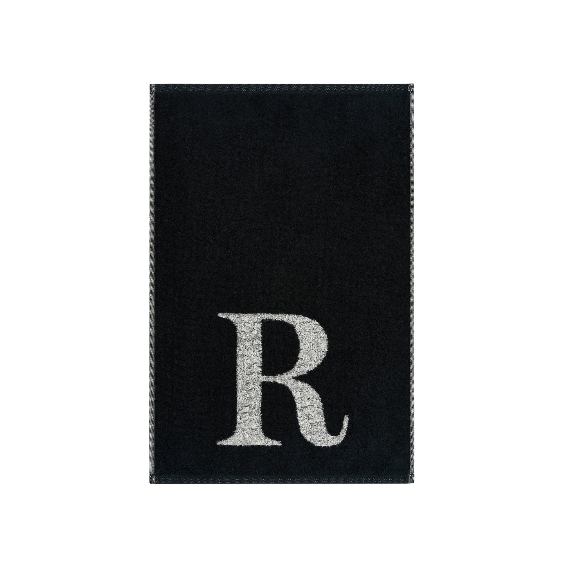 2er Set - Kleines Handtuch mit Buchstabe "R" – Silber / Schwarz