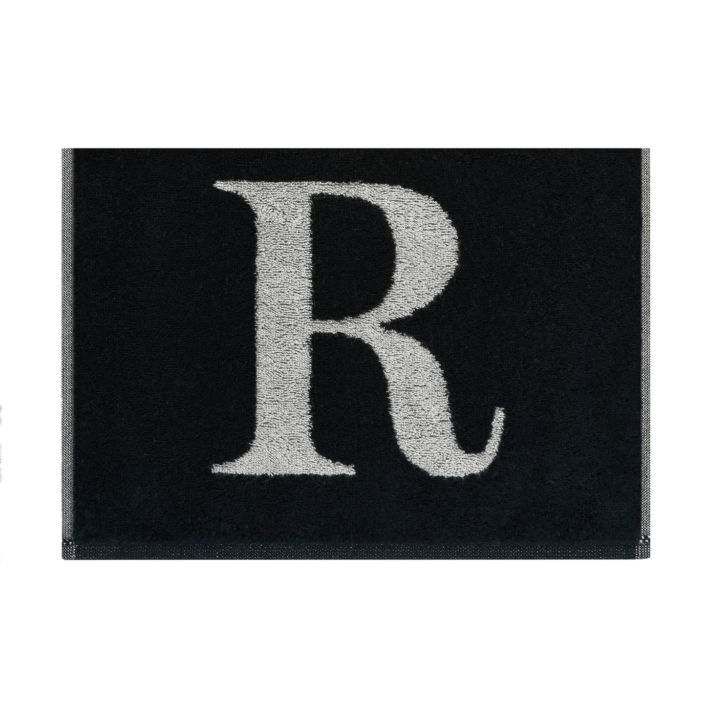 2er Set - Kleines Handtuch mit Buchstabe "R" – Silber / Schwarz