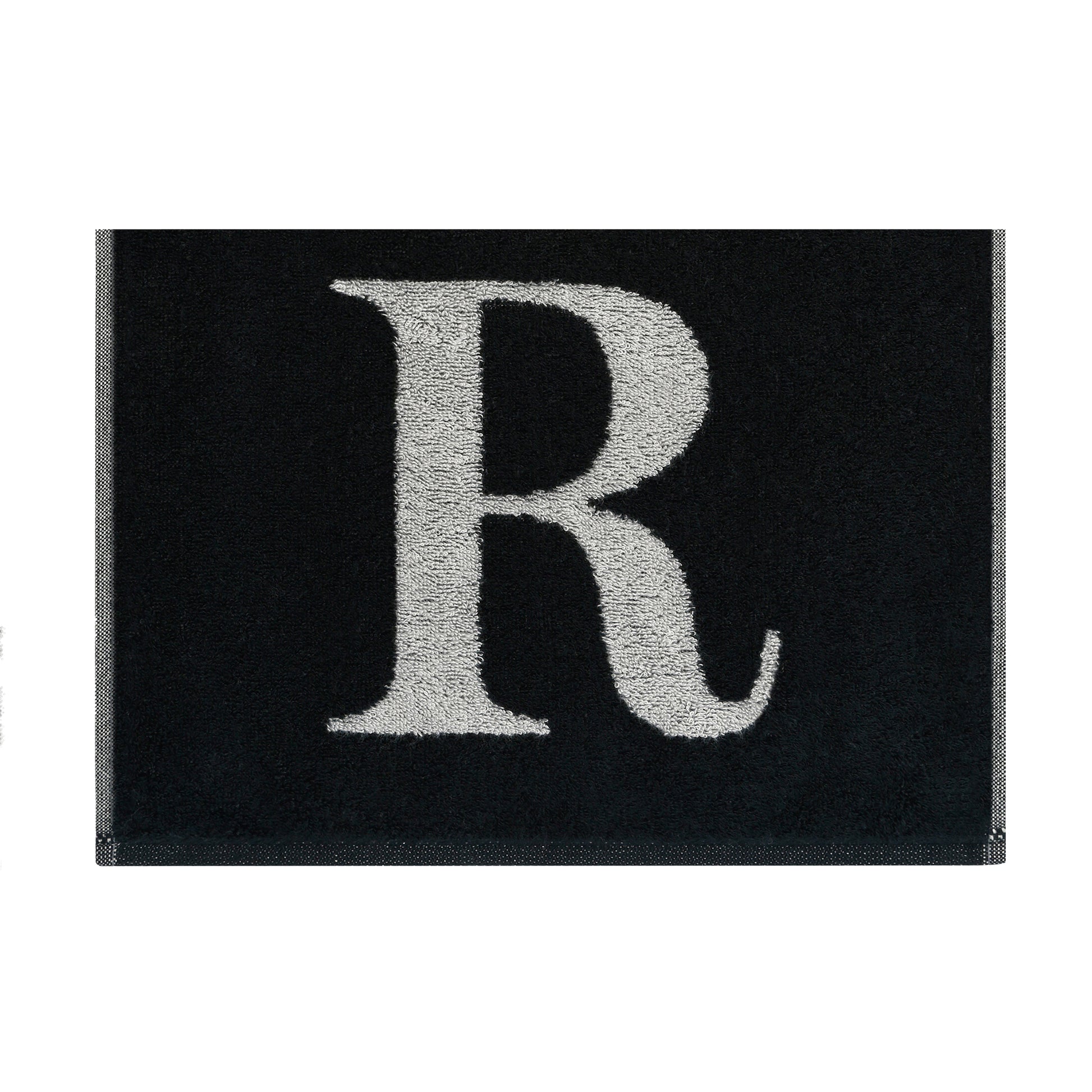 2er Set - Kleines Handtuch mit Buchstabe "R" – Silber / Schwarz