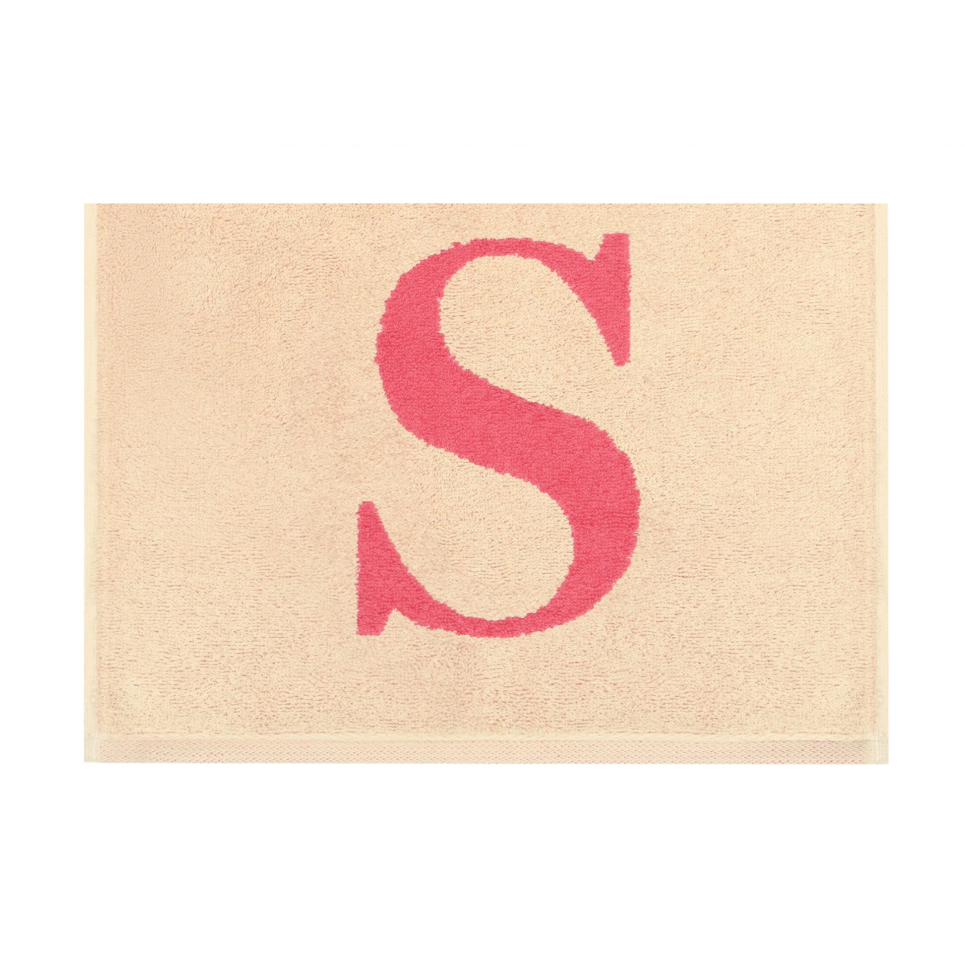 2er Set - Kleines Handtuch mit Buchstabe "S" – Natur / Pink / Orange