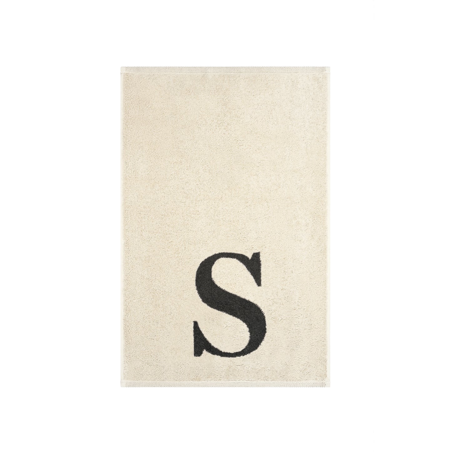 2er Set - Kleines Handtuch mit Buchstabe "S" – Natur / Dunkelgrau