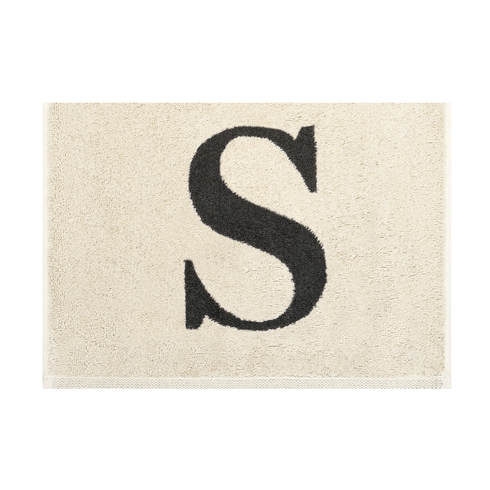 2er Set - Kleines Handtuch mit Buchstabe "S" – Natur / Dunkelgrau