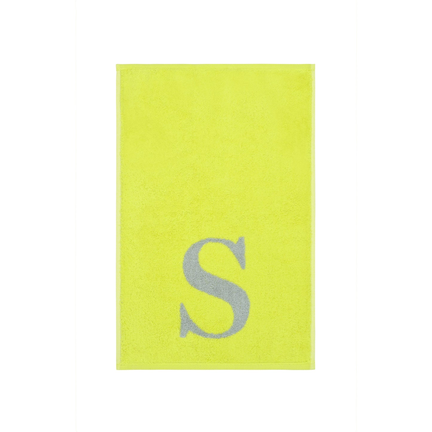 2er Set - Kleines Handtuch mit Buchstabe "S" – Silber / Lime