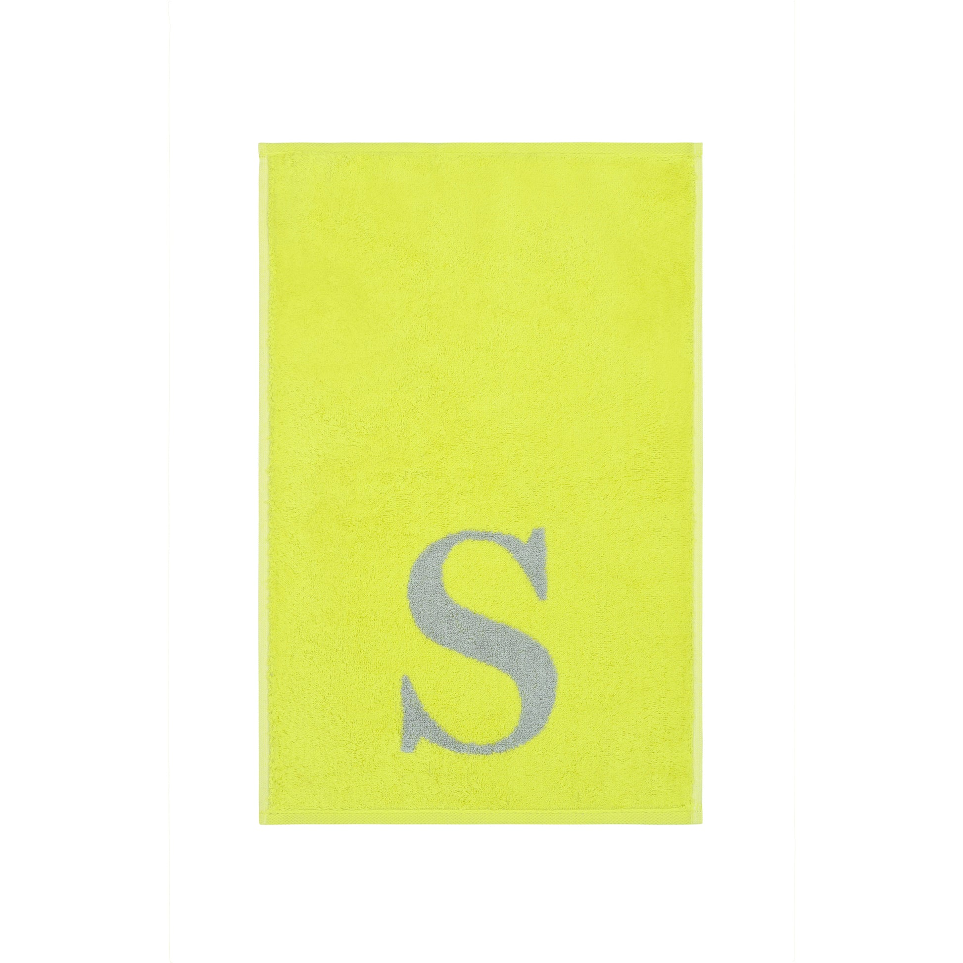 2er Set - Kleines Handtuch mit Buchstabe "S" – Silber / Lime