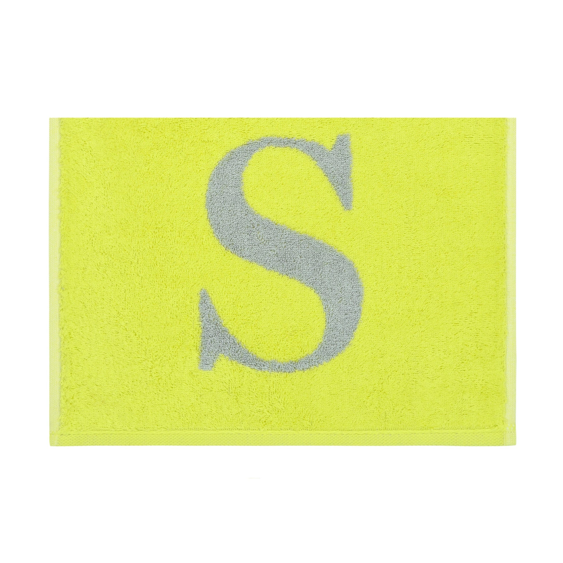 2er Set - Kleines Handtuch mit Buchstabe "S" – Silber / Lime