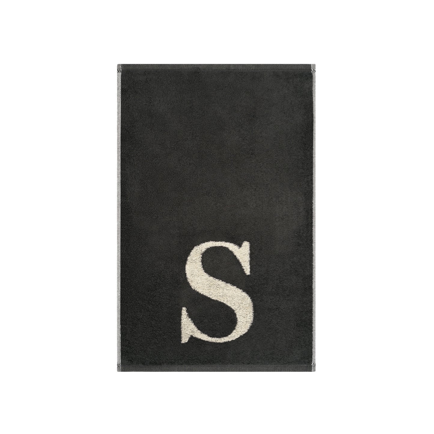 2er Set - Kleines Handtuch mit Buchstabe "S" – Natur / Dunkelgrau