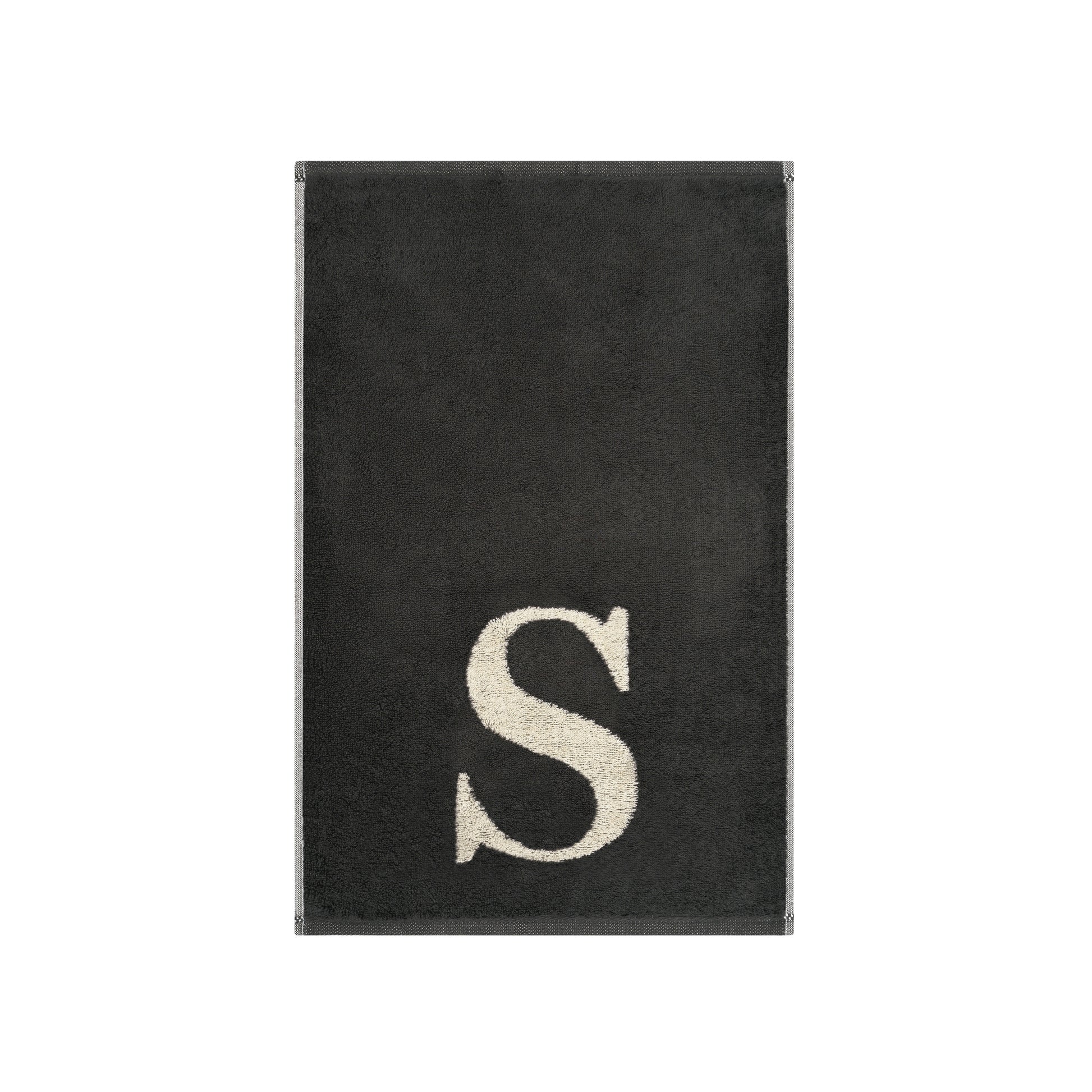 2er Set - Kleines Handtuch mit Buchstabe "S" – Natur / Dunkelgrau
