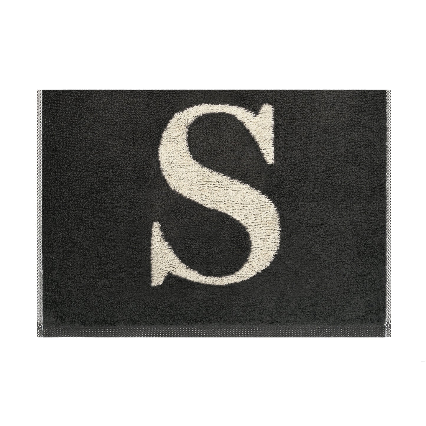 2er Set - Kleines Handtuch mit Buchstabe "S" – Natur / Dunkelgrau