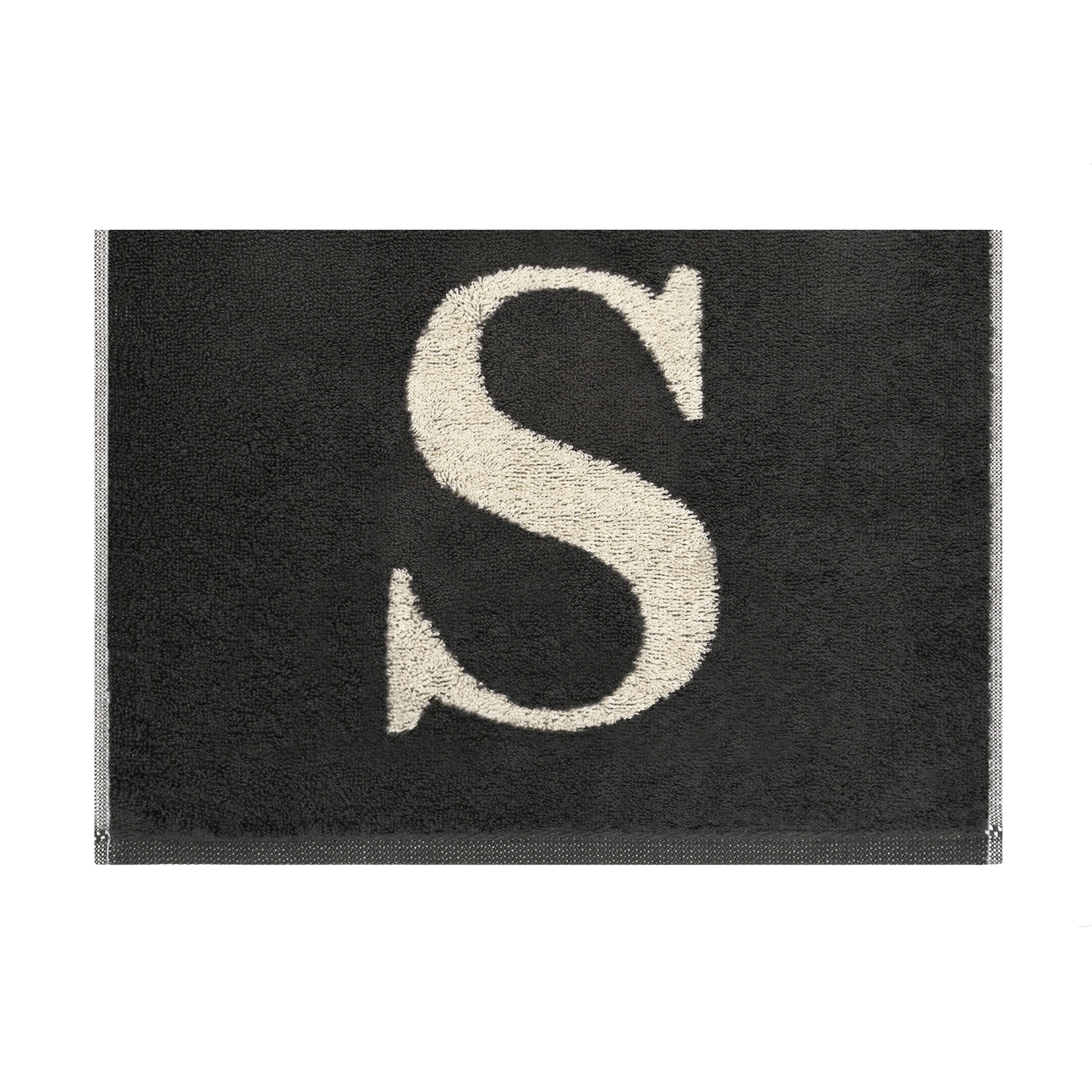 2er Set - Kleines Handtuch mit Buchstabe "S" – Natur / Dunkelgrau
