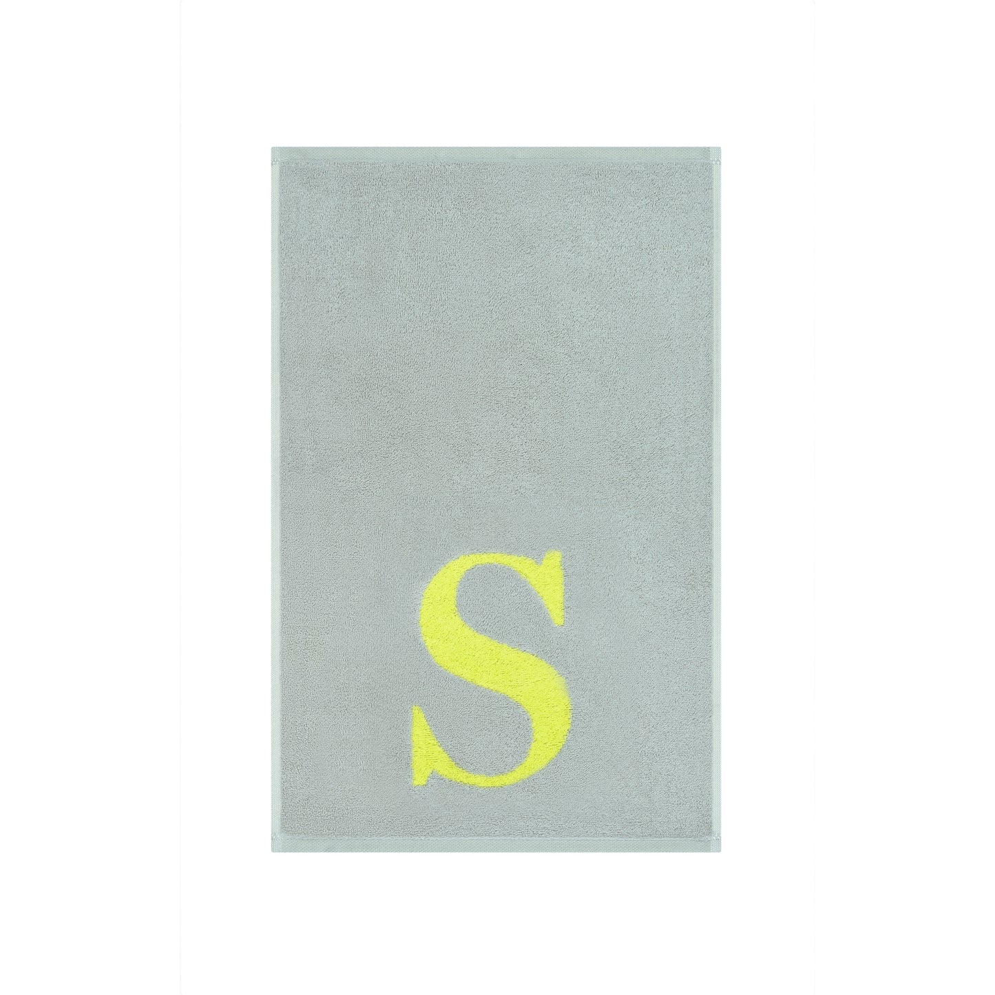 2er Set - Kleines Handtuch mit Buchstabe "S" – Silber / Lime
