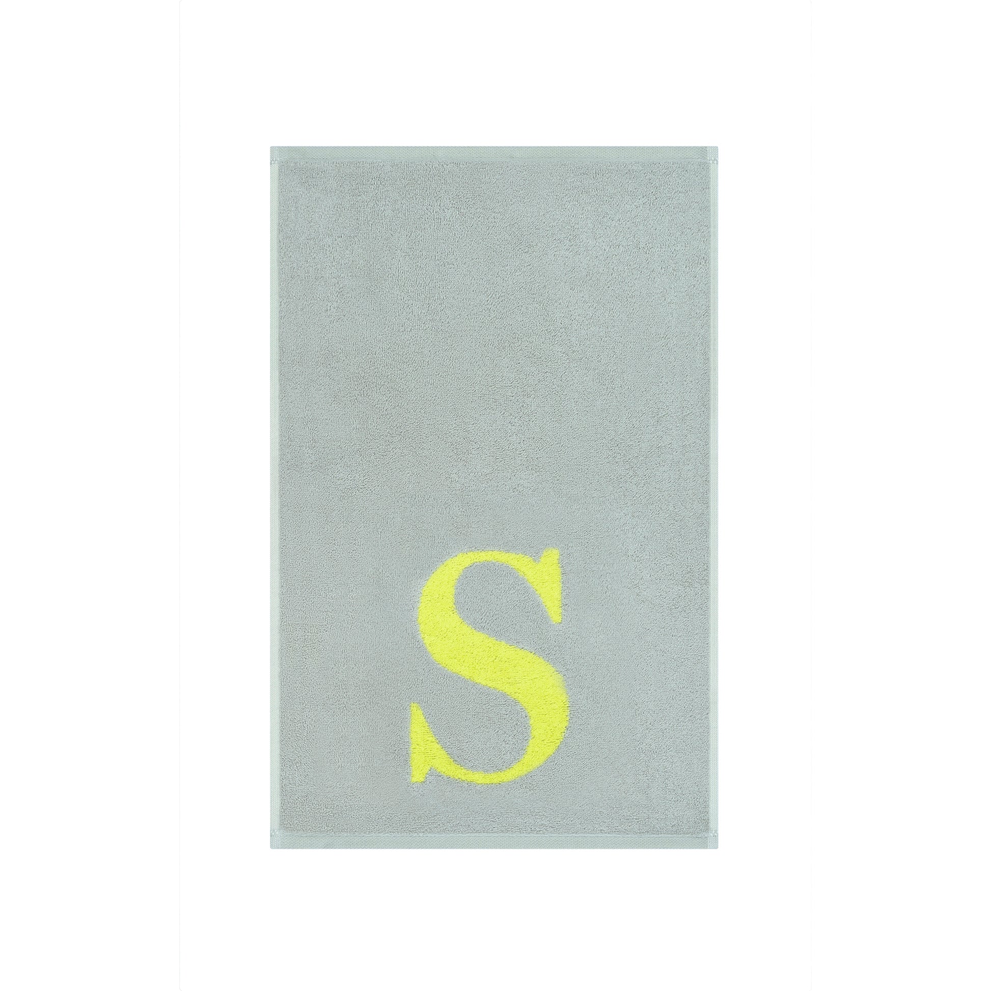 2er Set - Kleines Handtuch mit Buchstabe "S" – Silber / Lime
